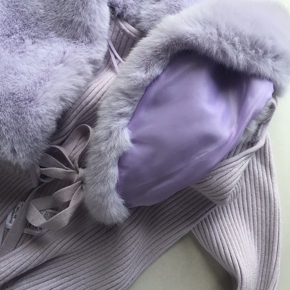 Zara lilac light purple faux fur ribbed cardigan sweater - Picture 13 of 13